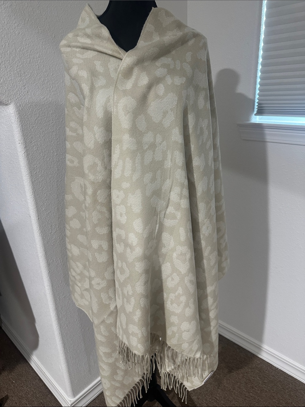 Mark & Graham Cream Leopard Jacquard Shawl